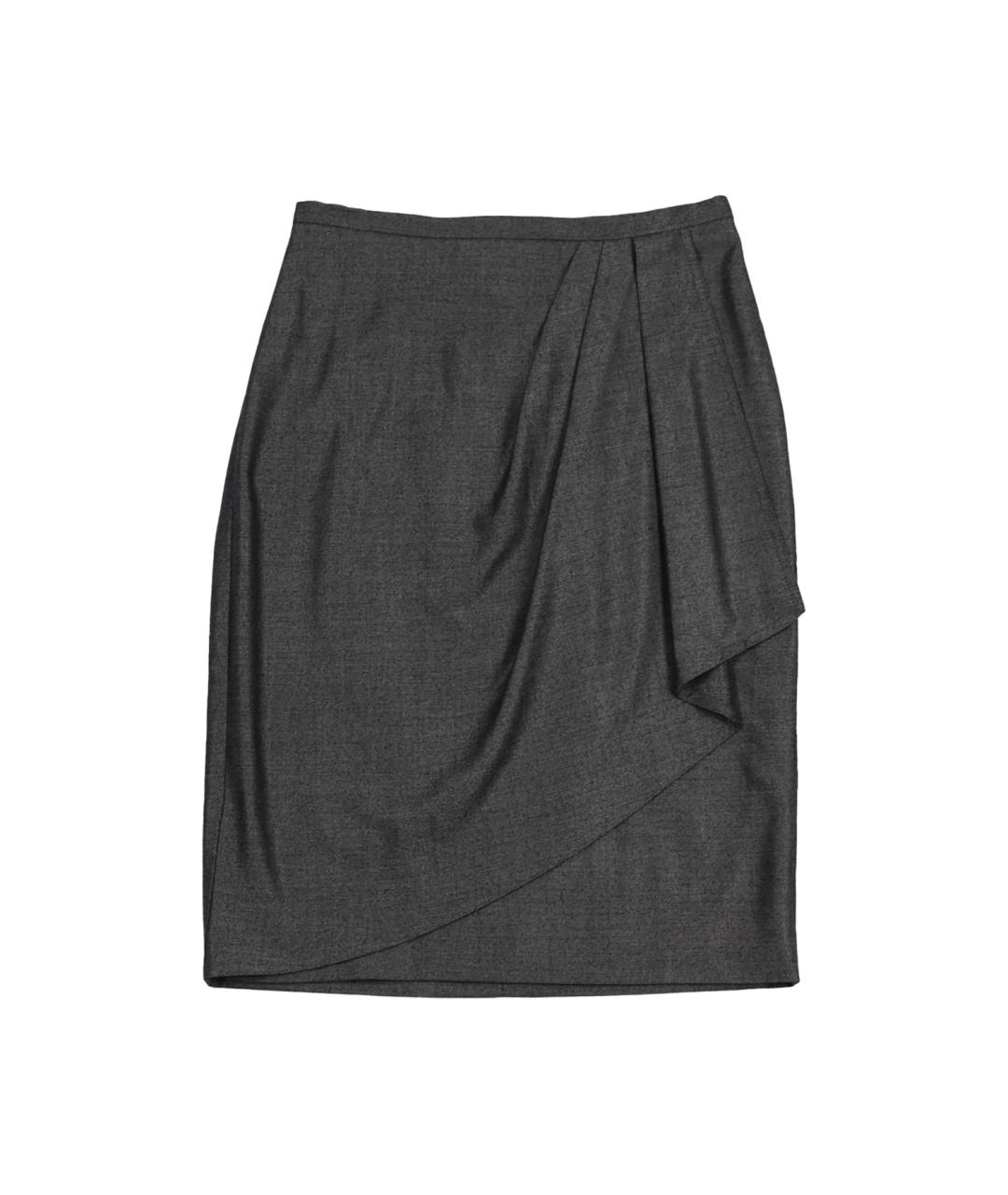 MAX MARA Серая шерстяная юбка миди, фото 1