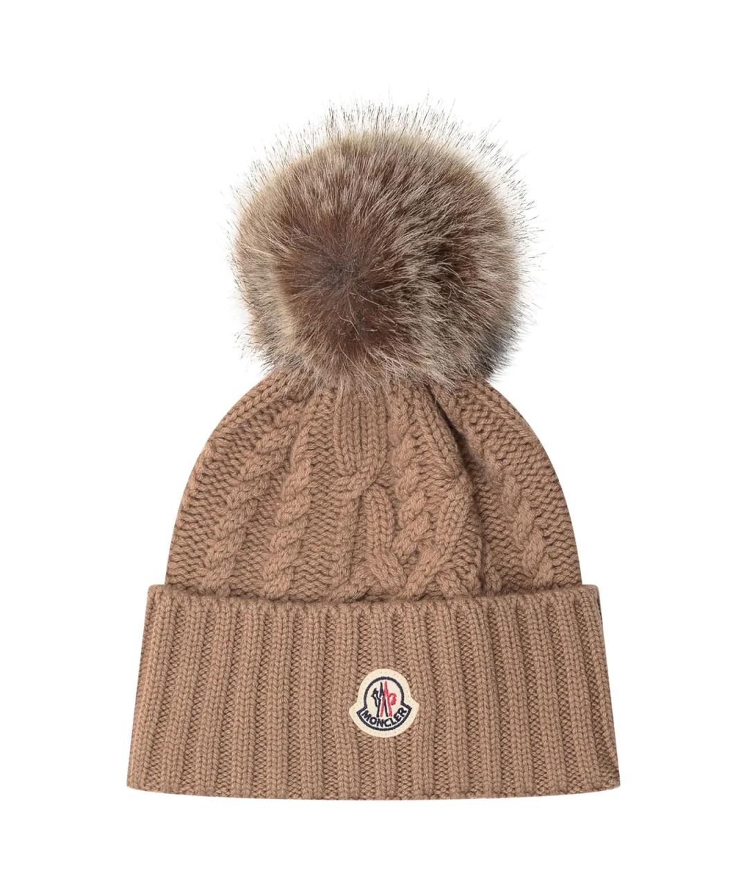 MONCLER Бежевая шерстяная шапка, фото 1