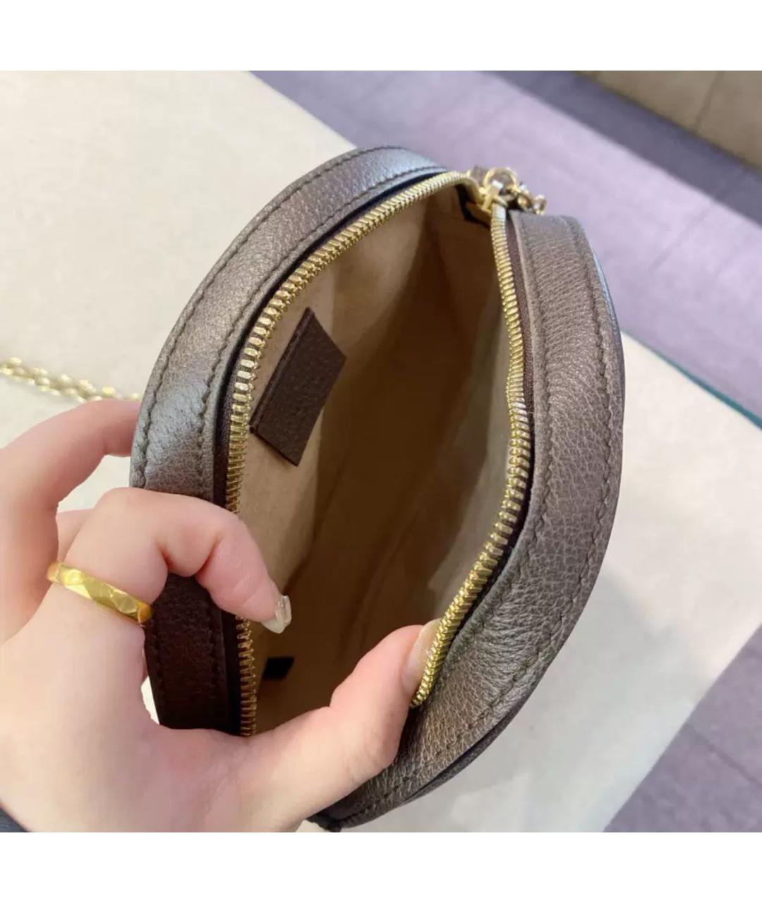 GUCCI Коричневая кожаная сумка через плечо, фото 4