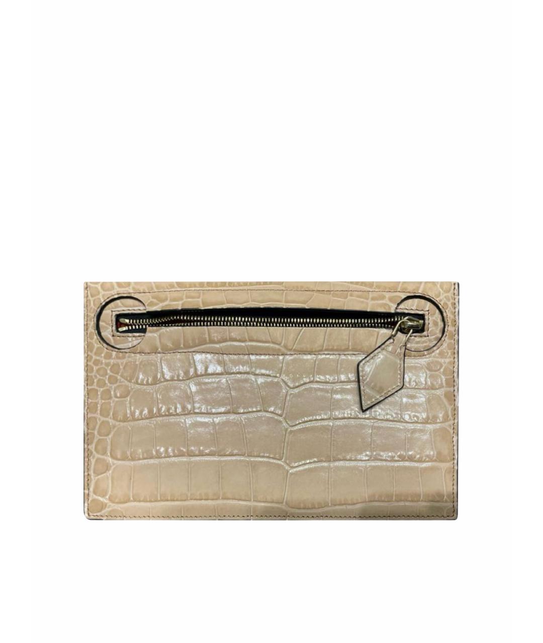 VICTORIA BECKHAM Бежевый кардхолдер из лакированной кожи, фото 1