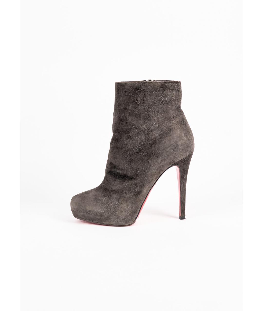 CHRISTIAN LOUBOUTIN Серые замшевые ботильоны, фото 6