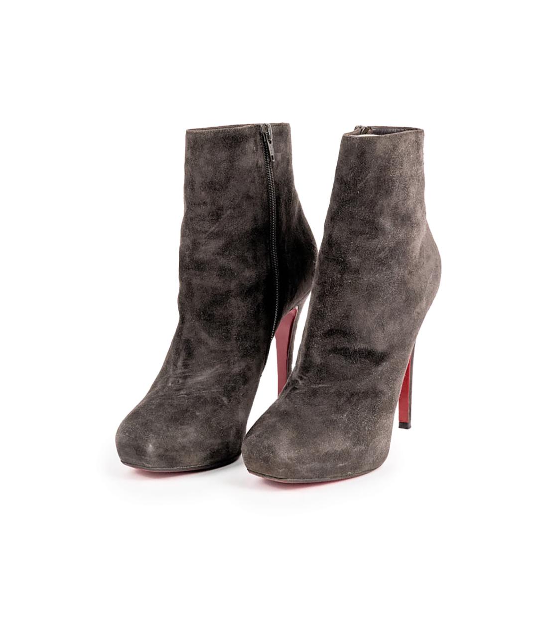 CHRISTIAN LOUBOUTIN Серые замшевые ботильоны, фото 2