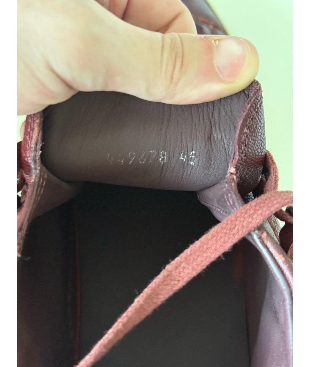 BALENCIAGA Бордовые кожаные высокие кроссовки / кеды, фото 6