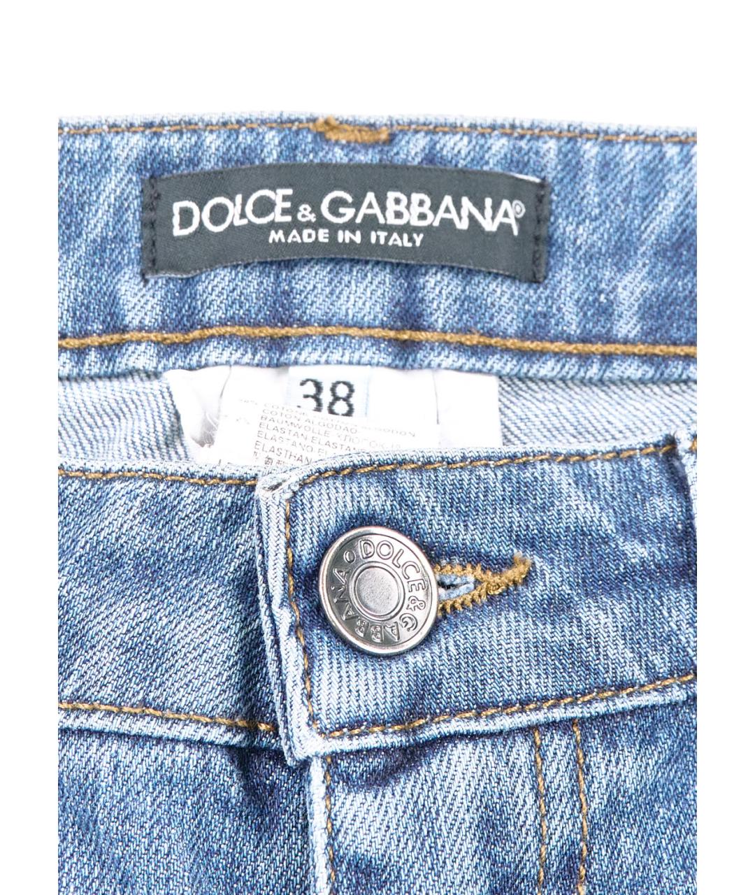 DOLCE&GABBANA Синие хлопко-эластановые прямые джинсы, фото 3