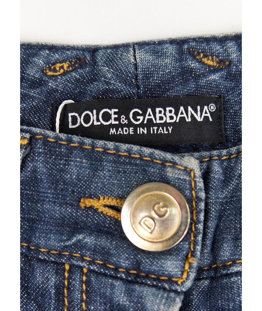 DOLCE&GABBANA Синие хлопковые прямые джинсы, фото 3