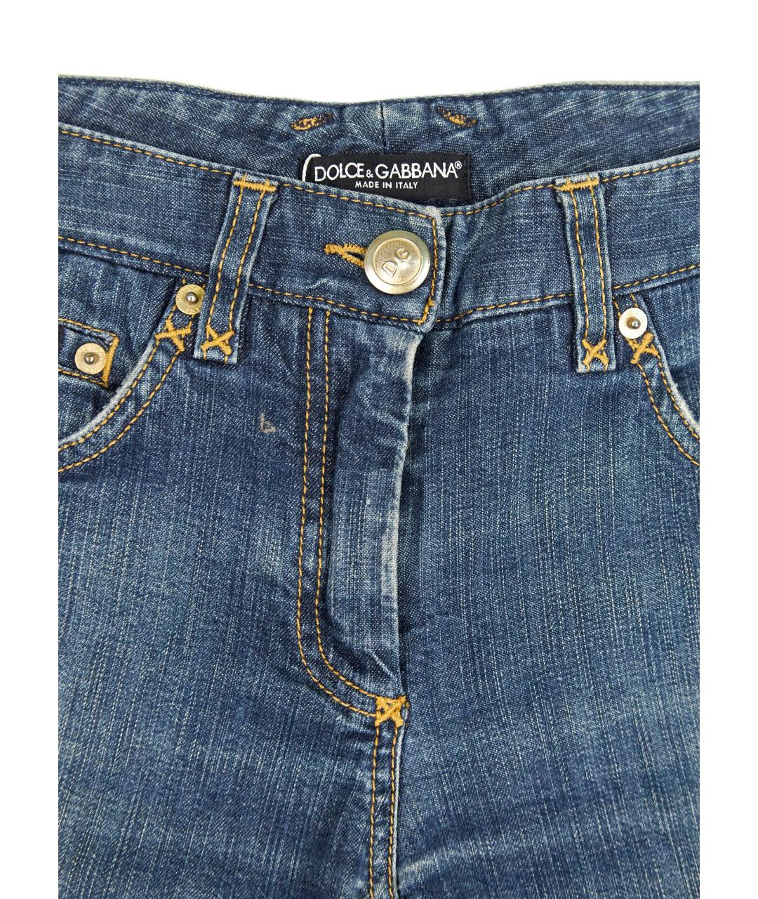 DOLCE&GABBANA Синие хлопковые прямые джинсы, фото 4