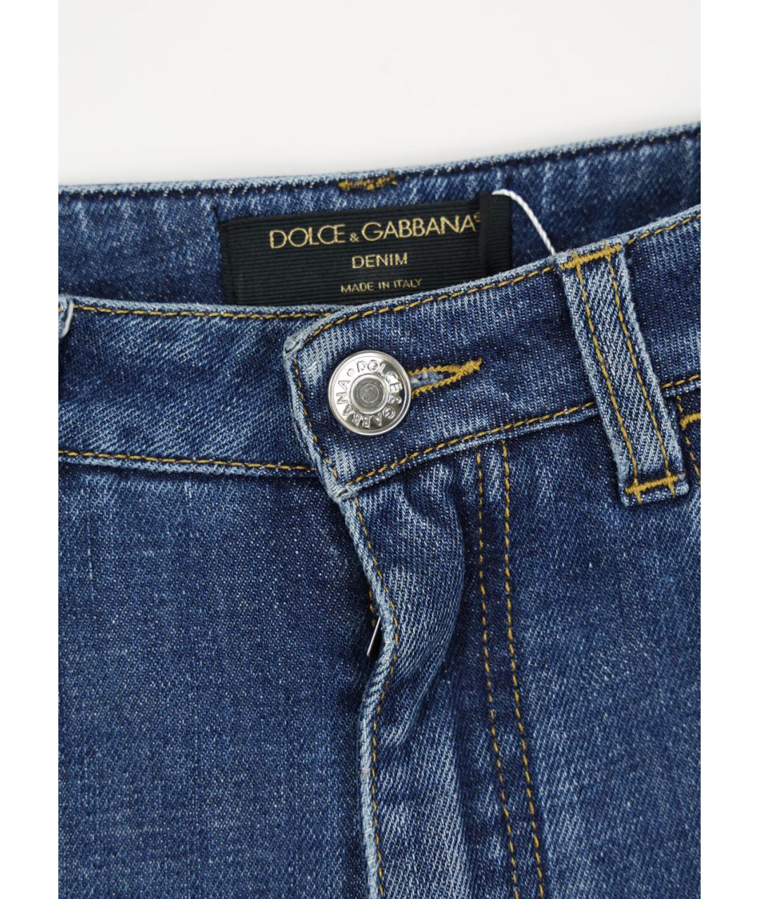 DOLCE&GABBANA Синие хлопко-эластановые прямые джинсы, фото 3