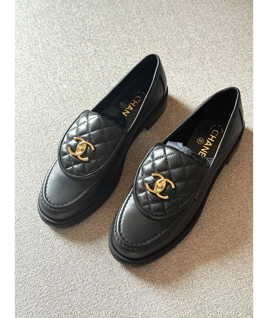 CHANEL Черные кожаные лоферы, фото 3