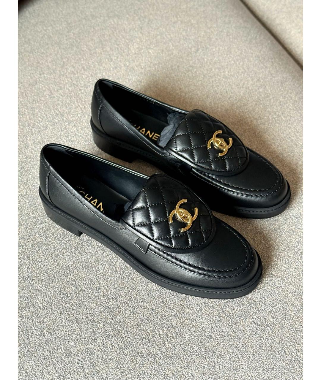 CHANEL Черные кожаные лоферы, фото 6