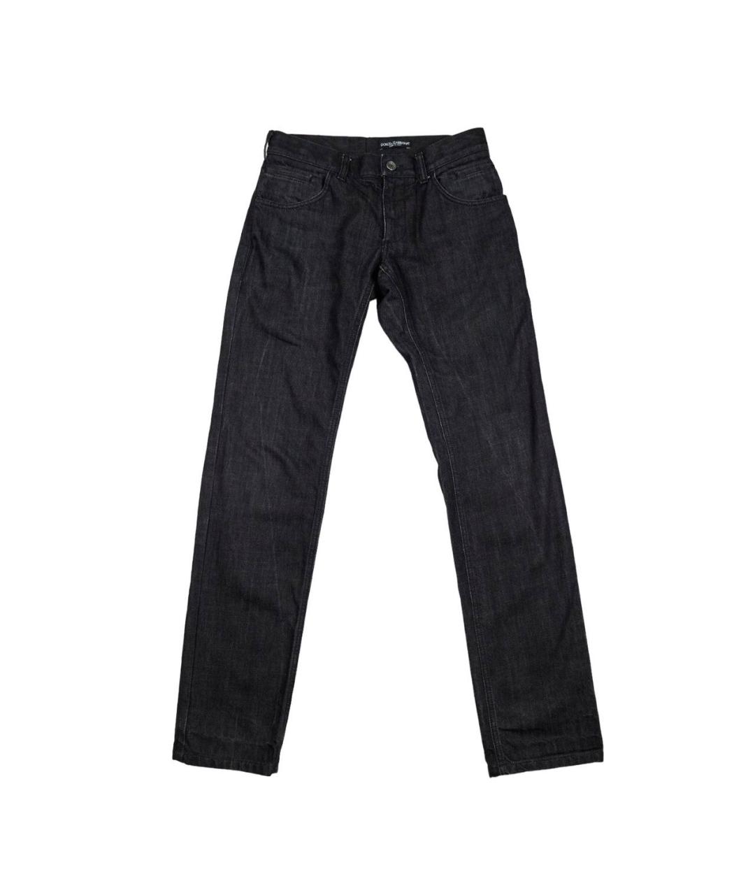 DOLCE&GABBANA Черные хлопковые прямые джинсы, фото 1