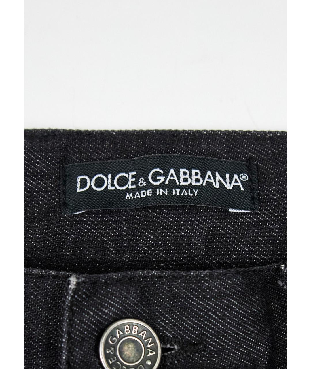 DOLCE&GABBANA Черные хлопковые прямые джинсы, фото 3