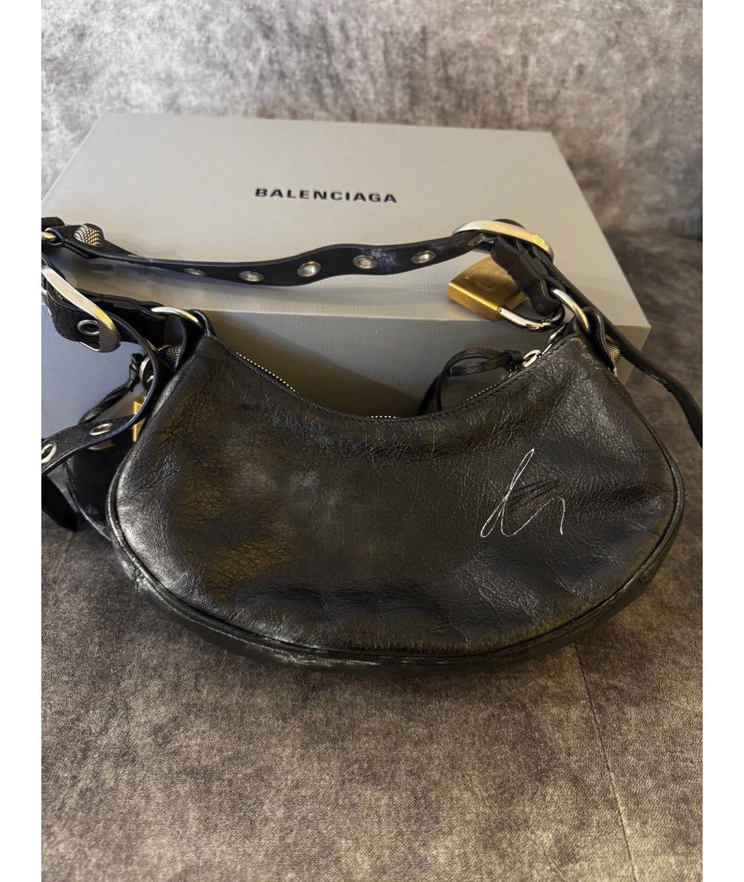 BALENCIAGA Черная кожаная сумка через плечо, фото 3