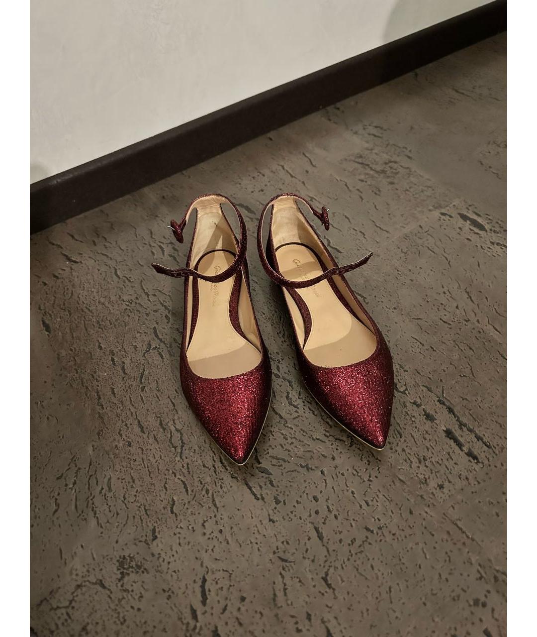 GIANVITO ROSSI Бордовые текстильные балетки, фото 3