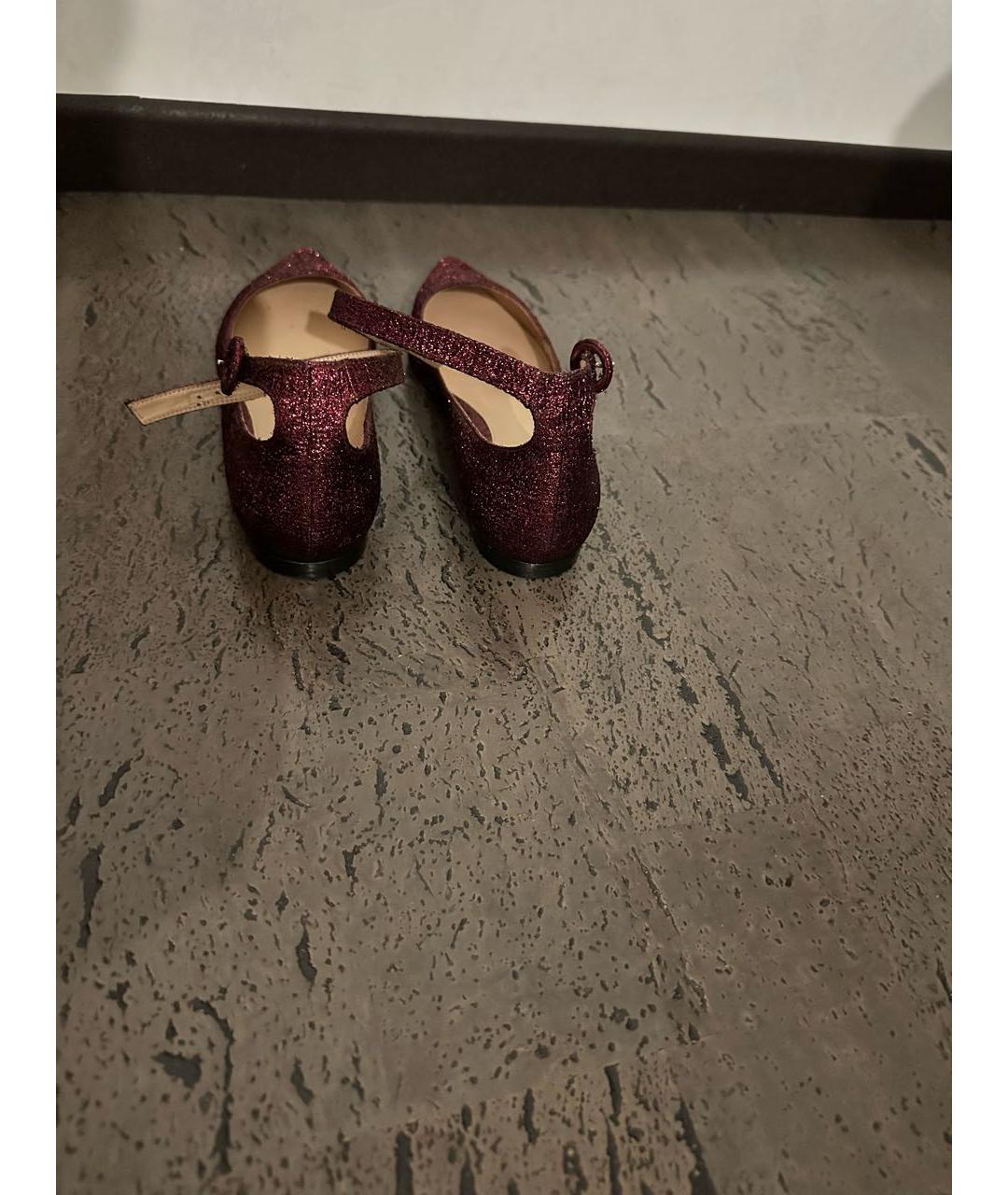 GIANVITO ROSSI Бордовые текстильные балетки, фото 4