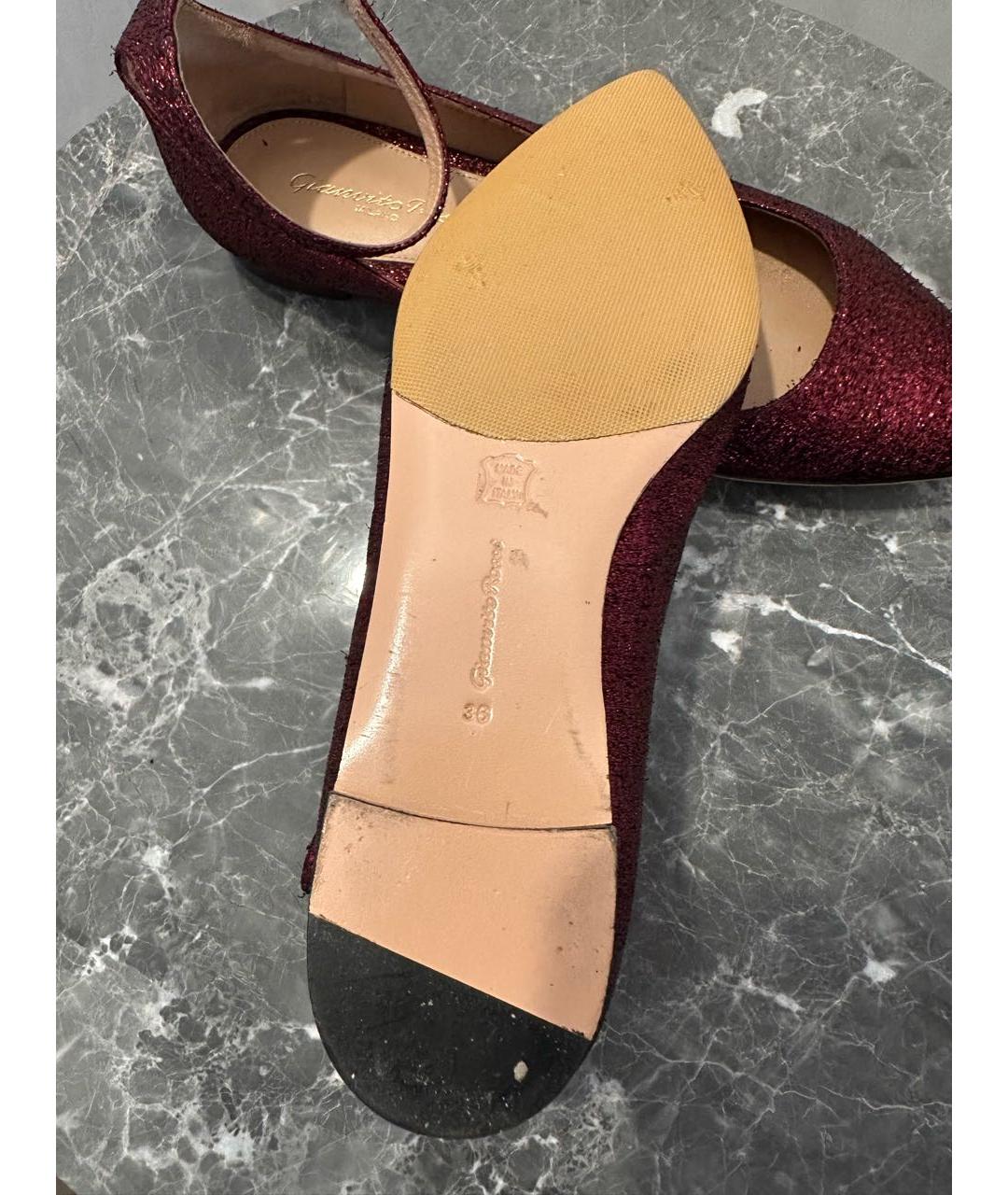GIANVITO ROSSI Бордовые текстильные балетки, фото 5