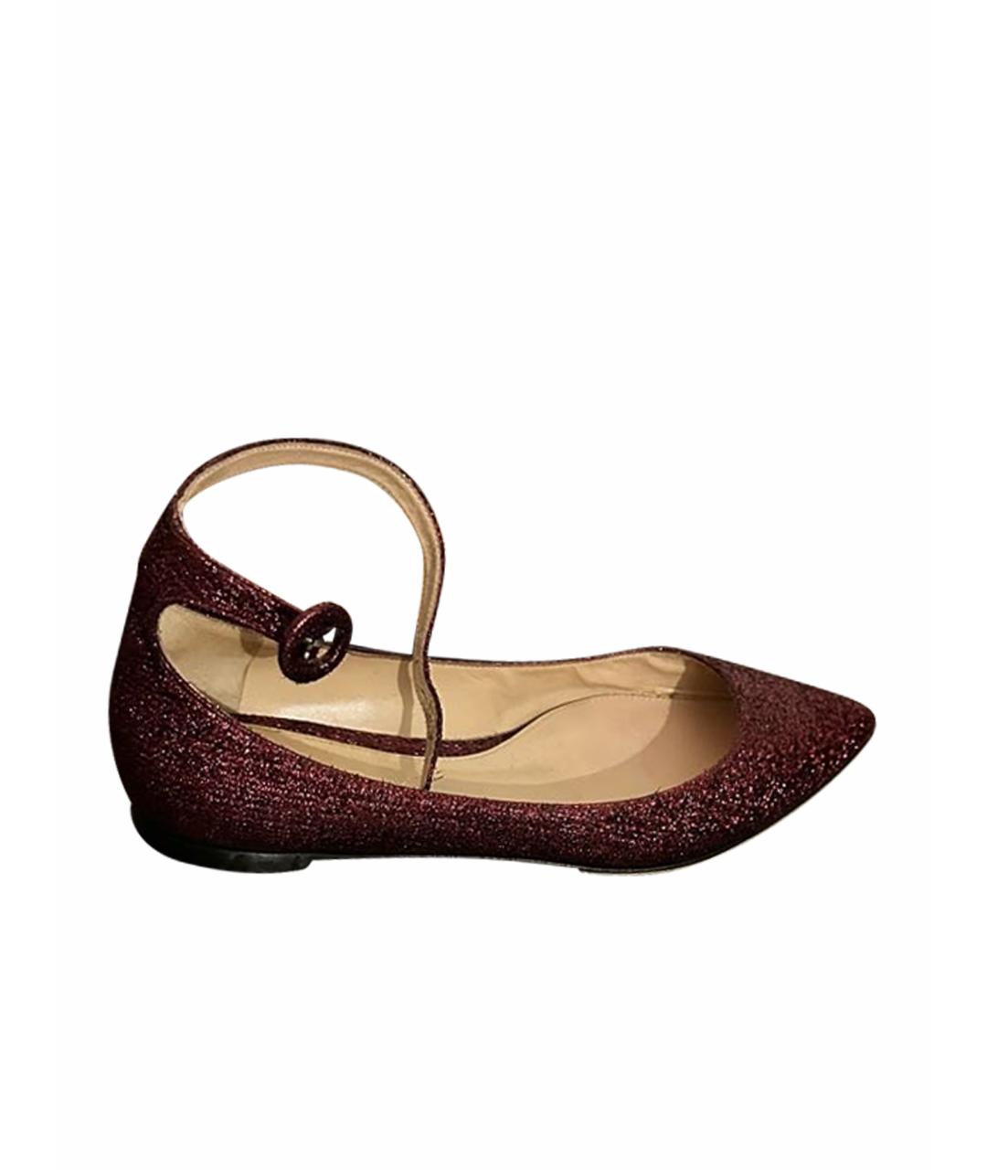 GIANVITO ROSSI Бордовые текстильные балетки, фото 1