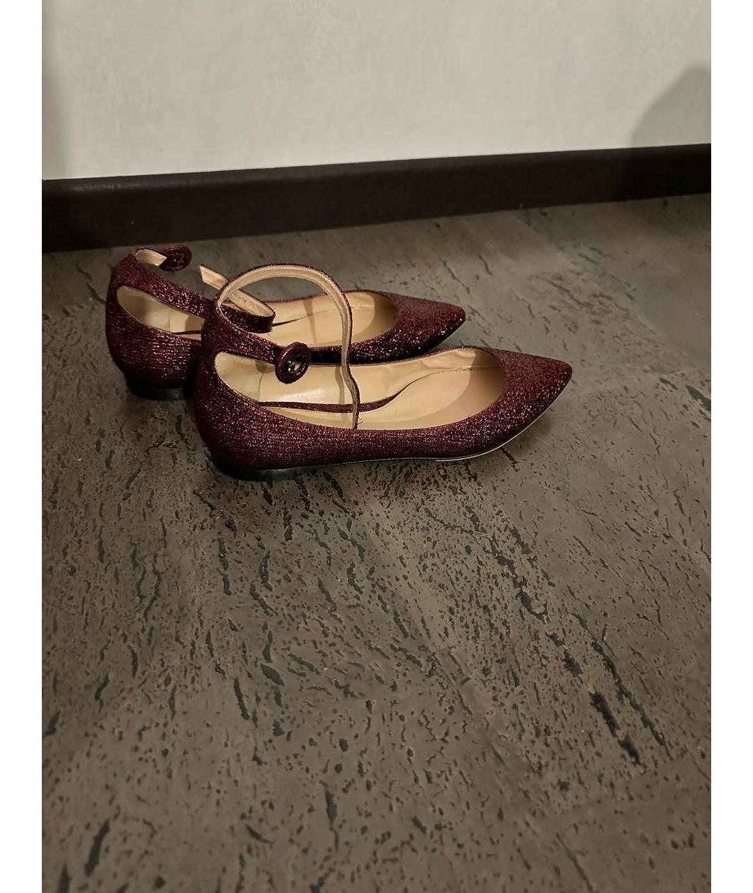 GIANVITO ROSSI Бордовые текстильные балетки, фото 6