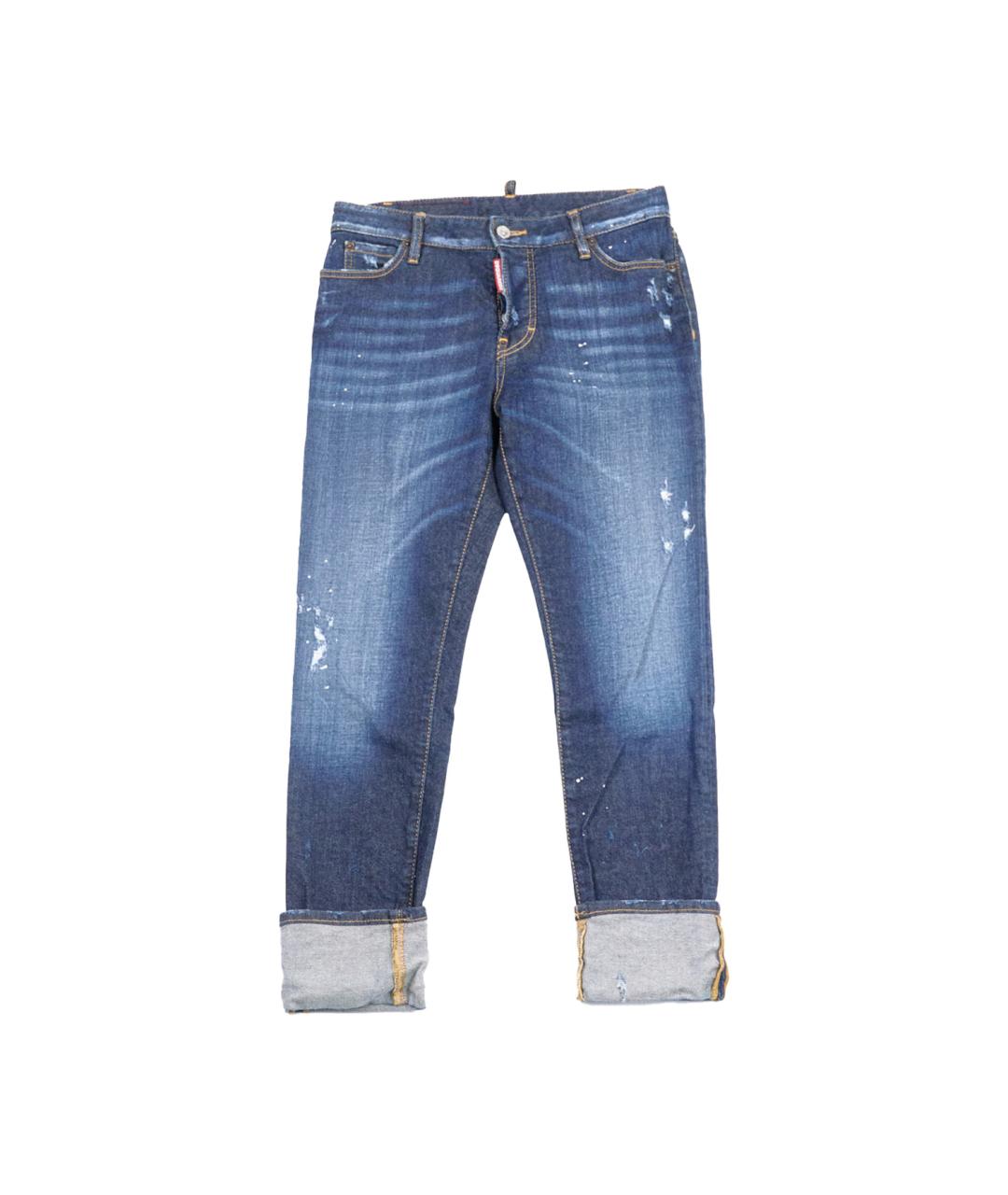 DSQUARED2 Синие хлопко-эластановые прямые джинсы, фото 1