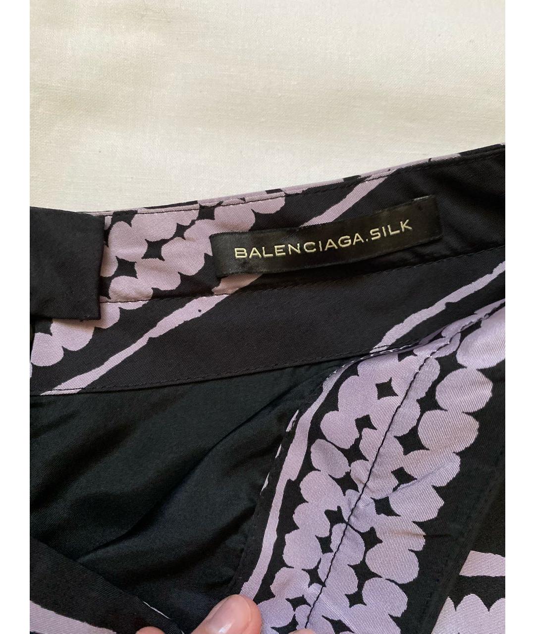 BALENCIAGA Черная шелковая юбка мини, фото 3