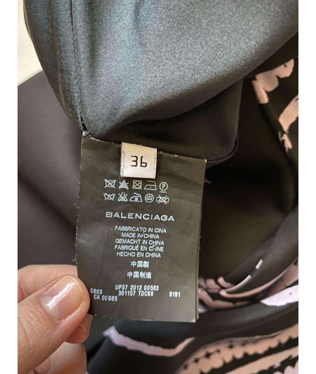 BALENCIAGA Черная шелковая юбка мини, фото 4