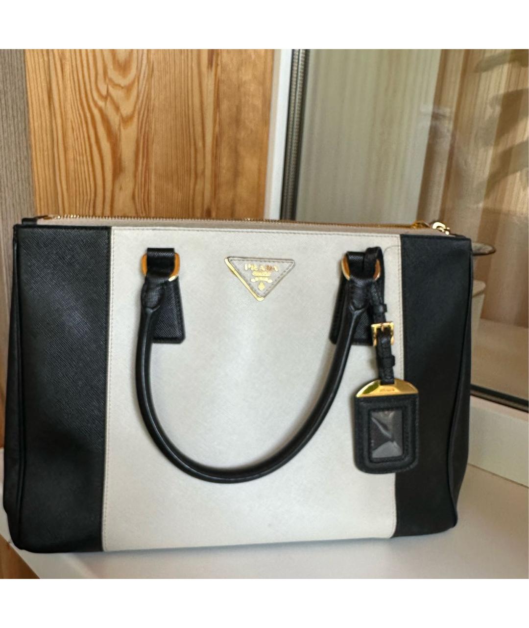 PRADA Белая кожаная сумка тоут, фото 5