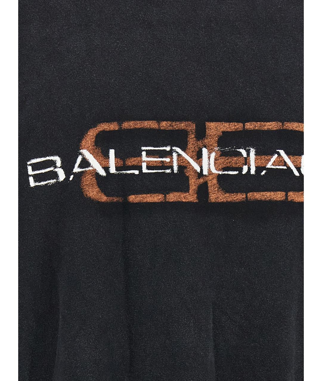 BALENCIAGA Черная хлопковая футболка, фото 4