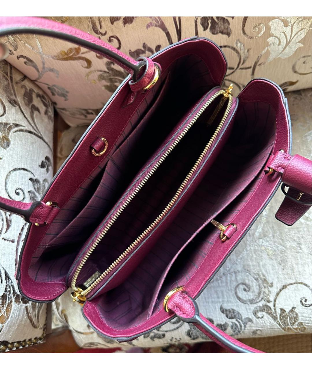 LOUIS VUITTON Бордовая кожаная сумка тоут, фото 4
