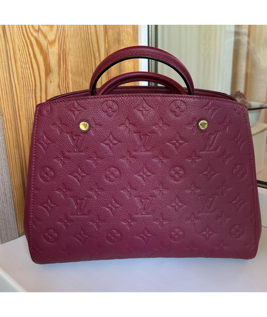 LOUIS VUITTON Бордовая кожаная сумка тоут, фото 5