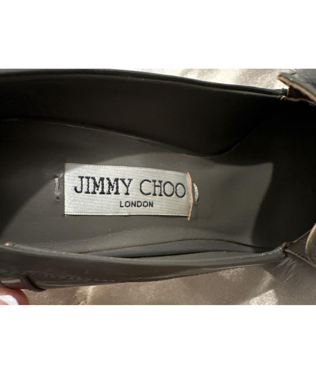 JIMMY CHOO Серые туфли из лакированной кожи, фото 7