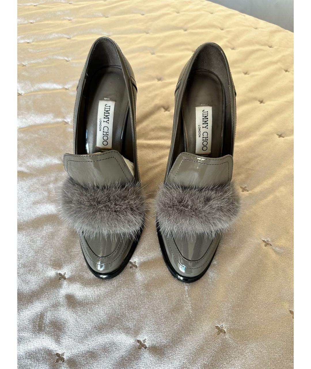 JIMMY CHOO Серые туфли из лакированной кожи, фото 2