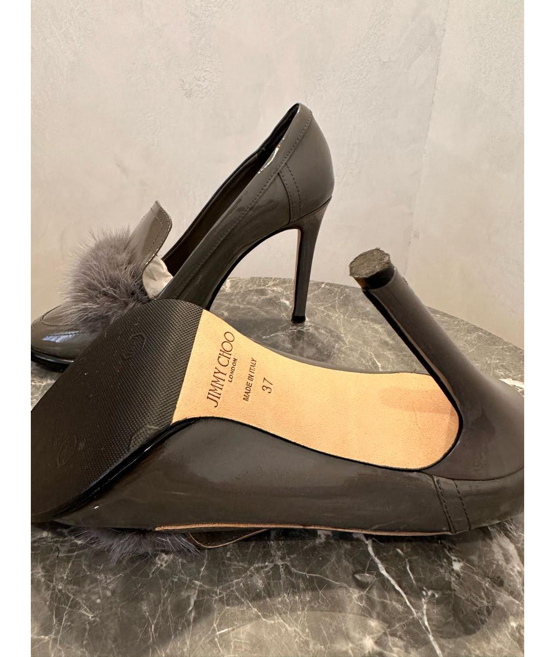JIMMY CHOO Серые туфли из лакированной кожи, фото 5