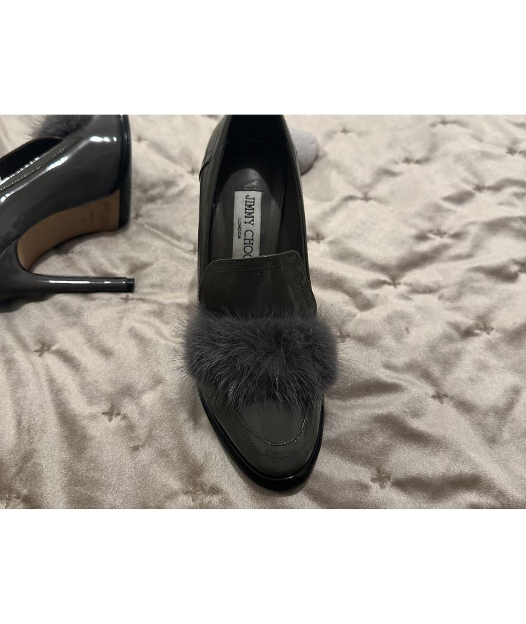 JIMMY CHOO Серые туфли из лакированной кожи, фото 3