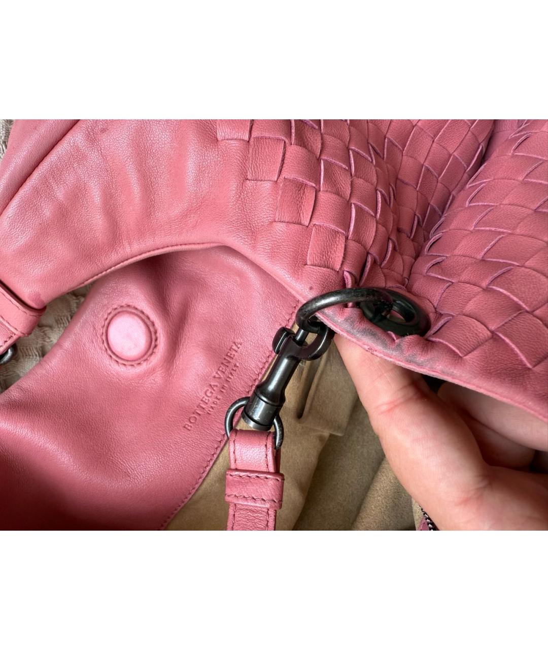 BOTTEGA VENETA Розовая кожаная сумка с короткими ручками, фото 8