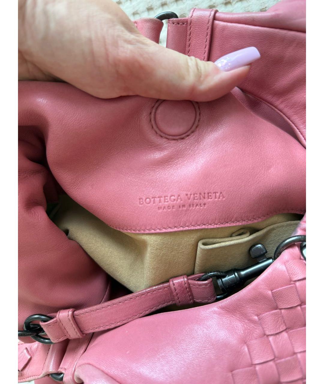 BOTTEGA VENETA Розовая кожаная сумка с короткими ручками, фото 5