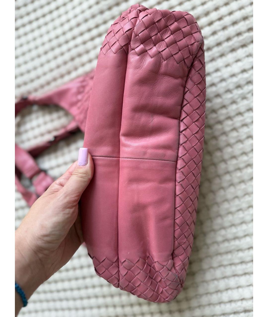 BOTTEGA VENETA Розовая кожаная сумка с короткими ручками, фото 4