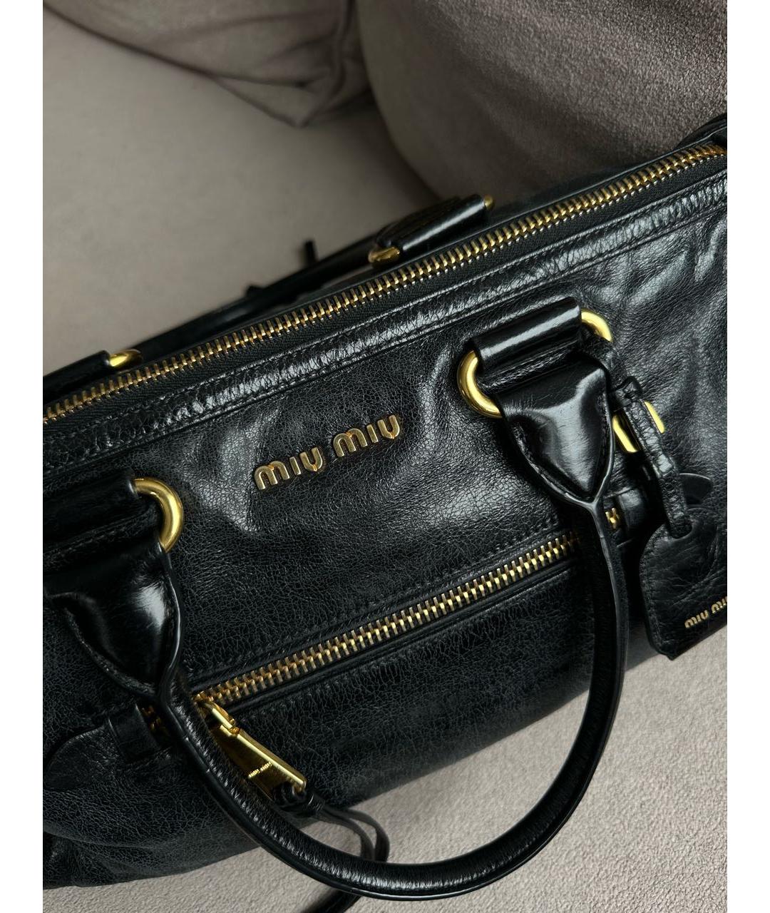 MIU MIU Черная кожаная сумка тоут, фото 2
