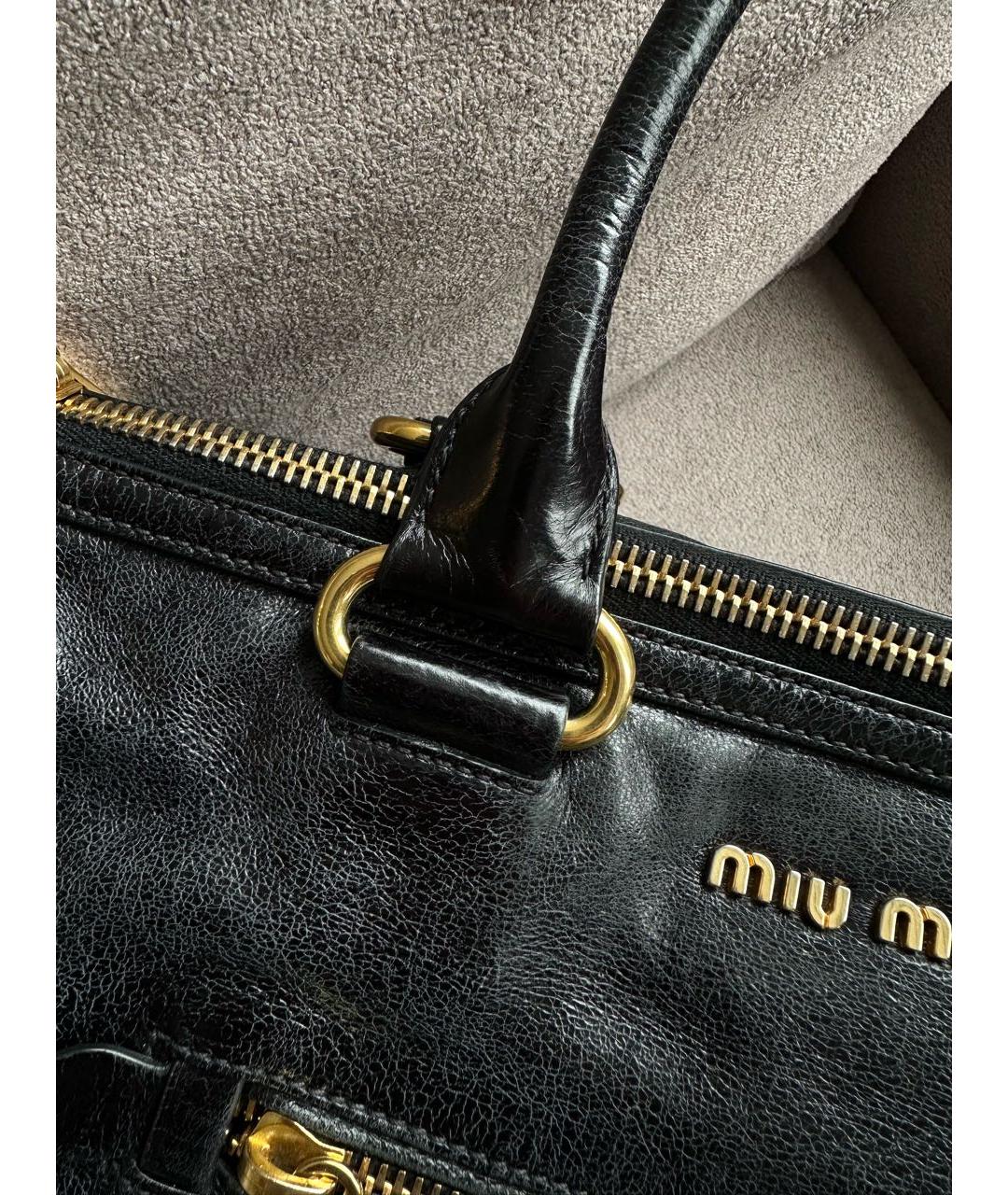MIU MIU Черная кожаная сумка тоут, фото 6