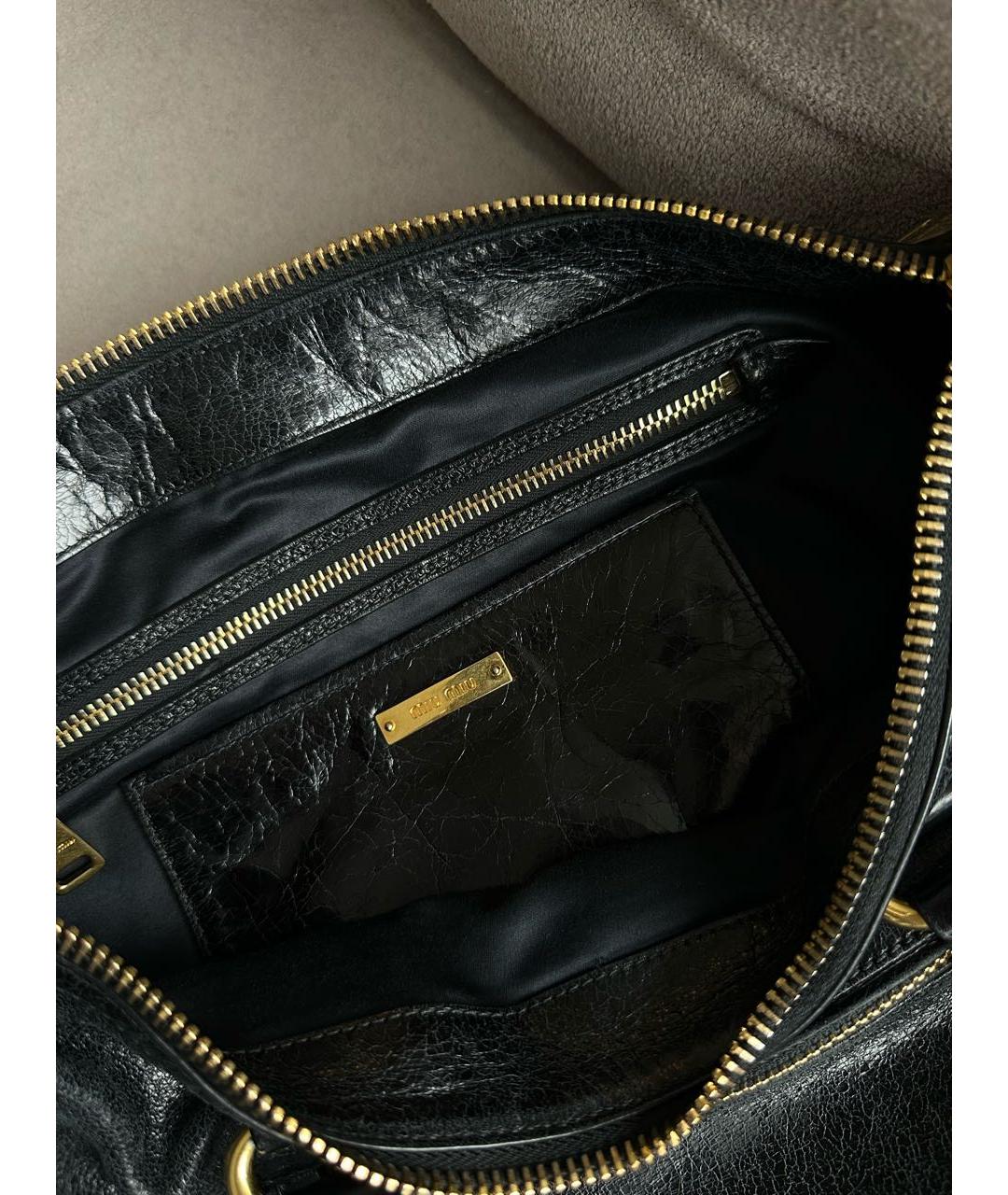 MIU MIU Черная кожаная сумка тоут, фото 4