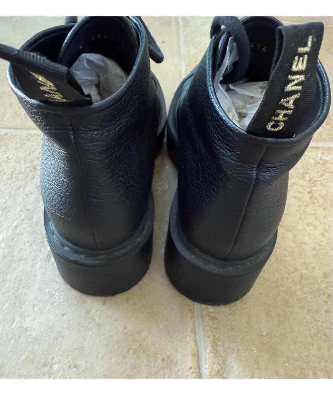 CHANEL Черные кожаные ботинки, фото 4