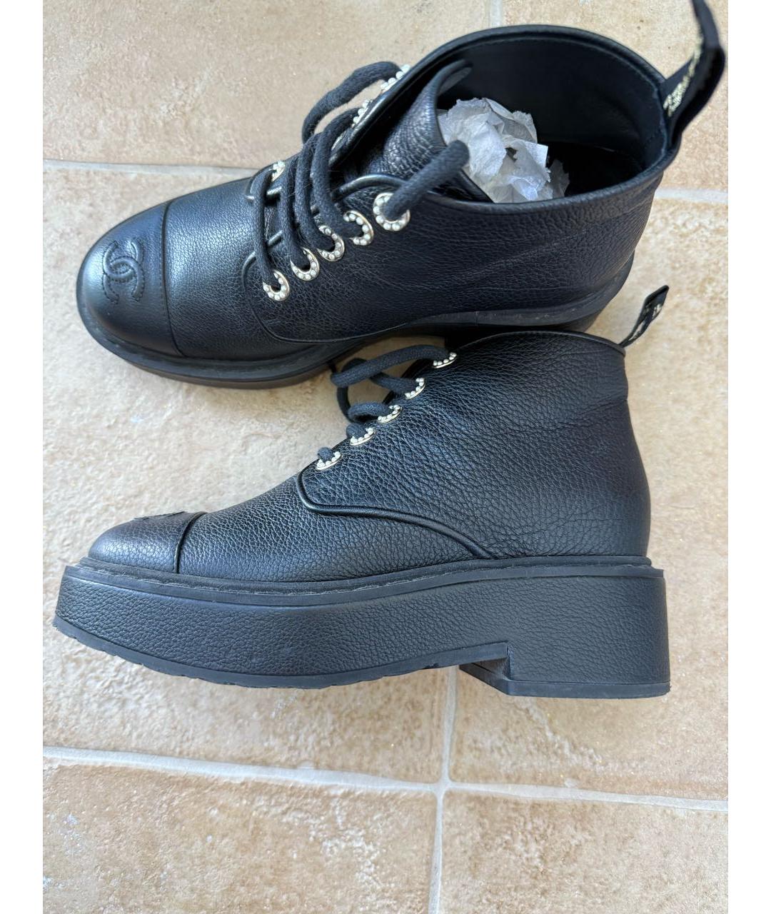 CHANEL Черные кожаные ботинки, фото 7