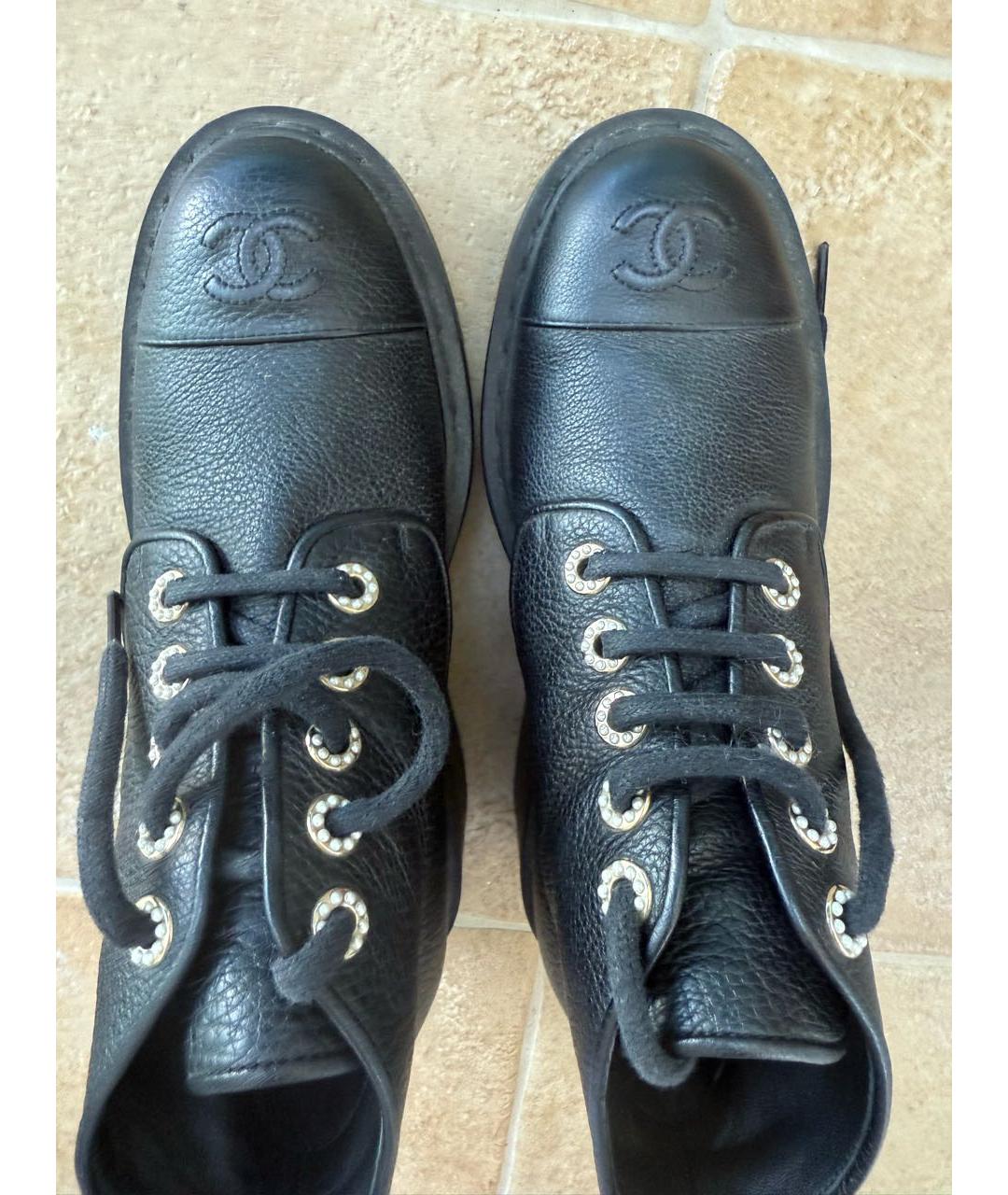 CHANEL Черные кожаные ботинки, фото 3