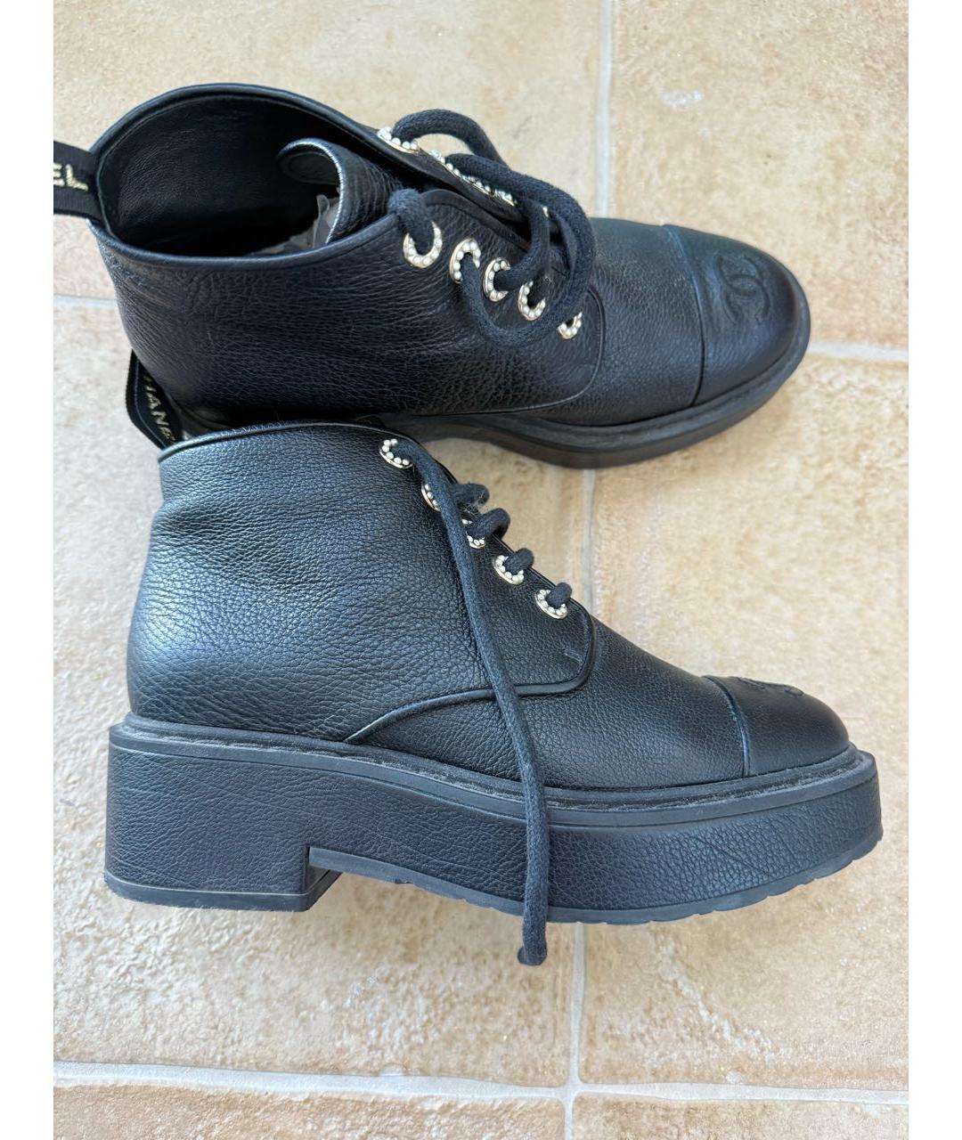 CHANEL Черные кожаные ботинки, фото 8