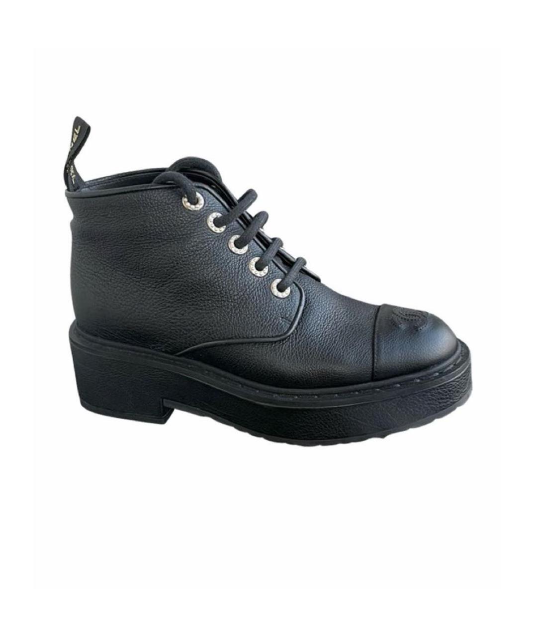 CHANEL Черные кожаные ботинки, фото 1