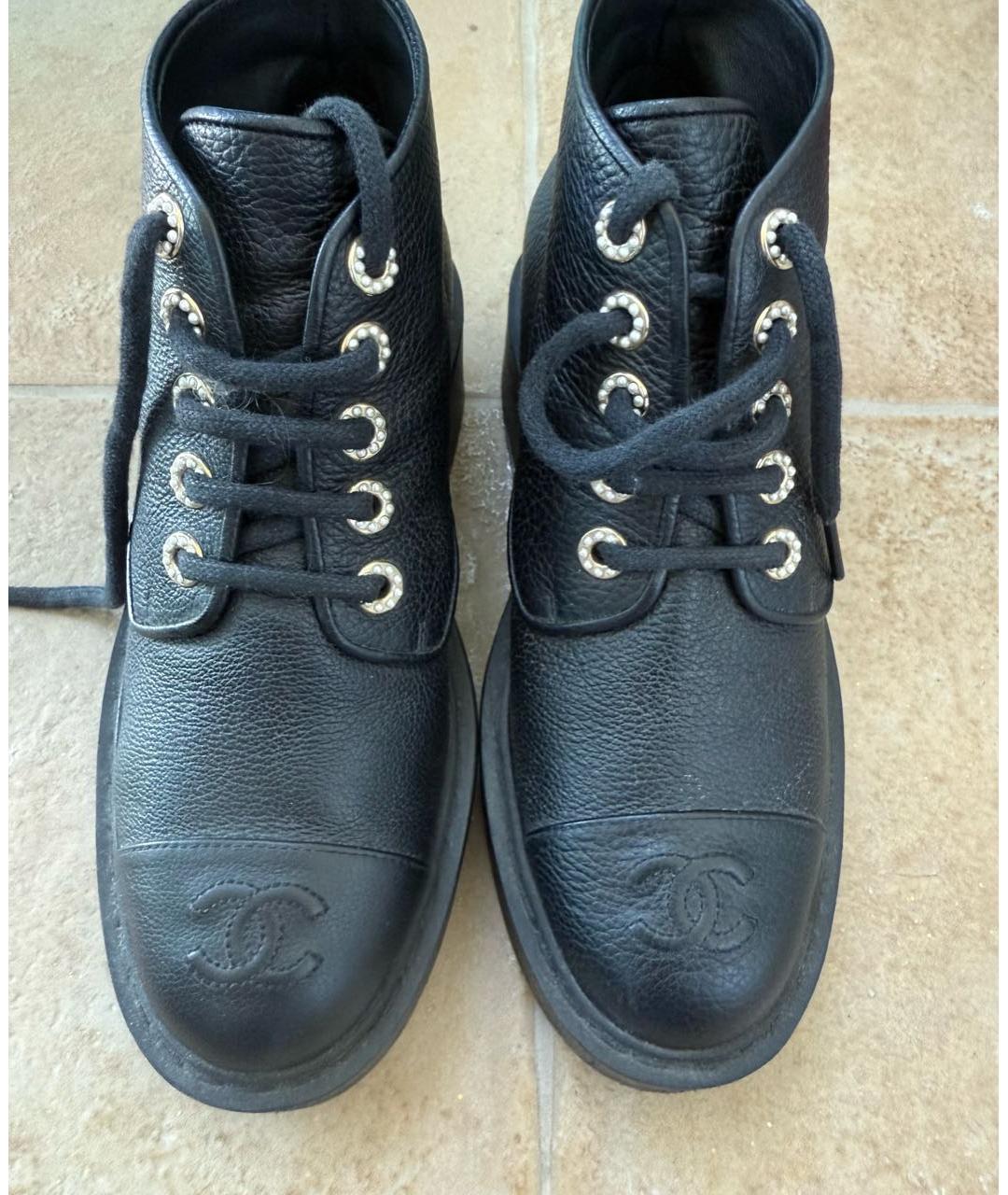 CHANEL Черные кожаные ботинки, фото 2