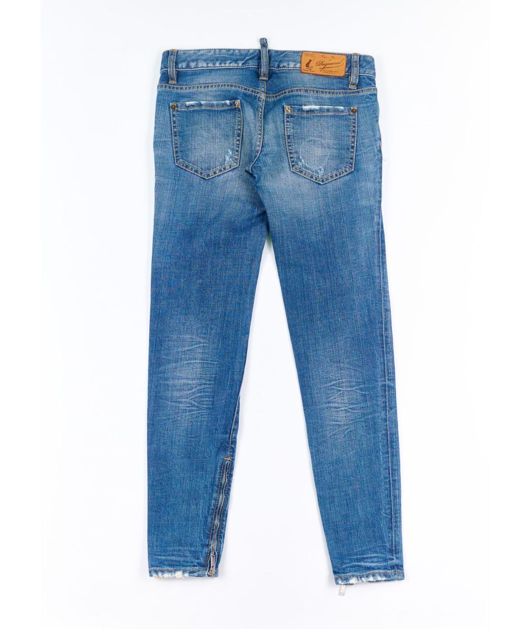 DSQUARED2 Синие хлопко-эластановые прямые джинсы, фото 2