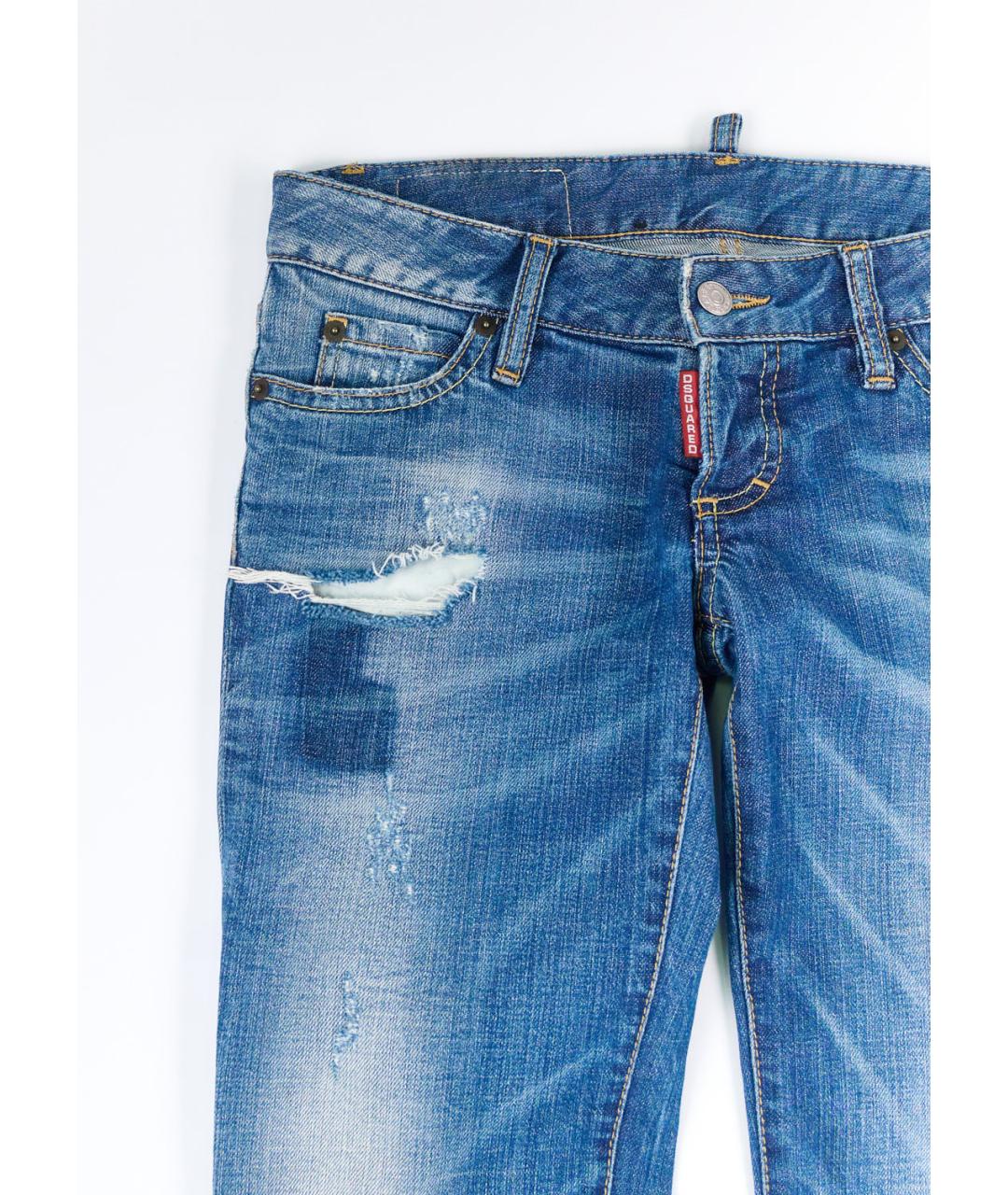 DSQUARED2 Синие хлопко-эластановые прямые джинсы, фото 4