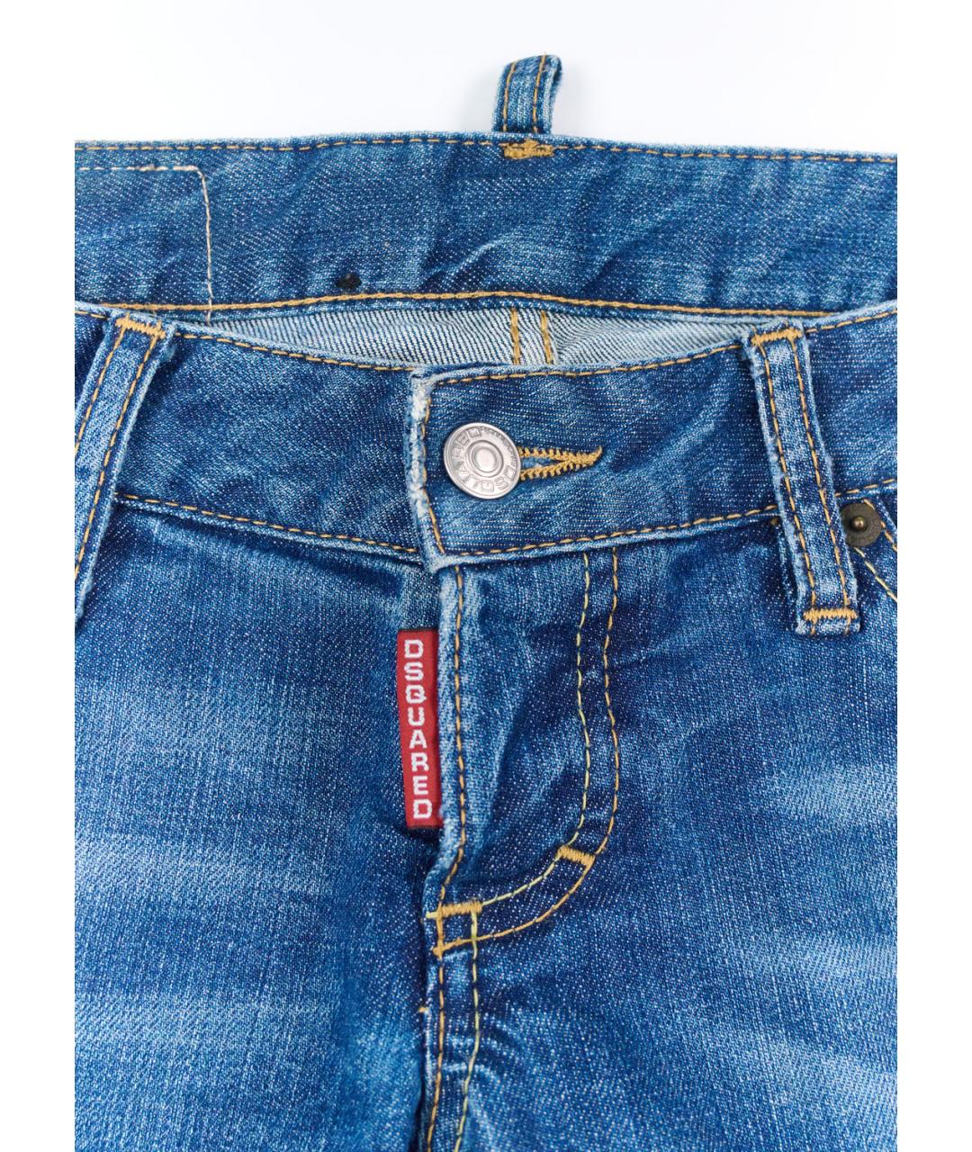 DSQUARED2 Синие хлопко-эластановые прямые джинсы, фото 3