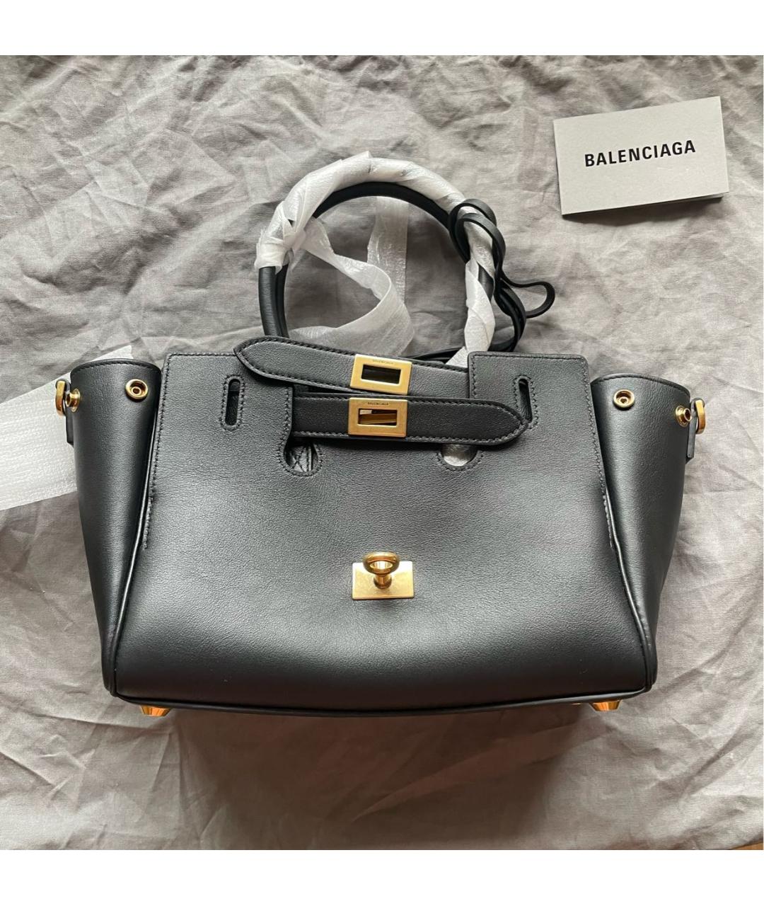 BALENCIAGA Черная кожаная сумка тоут, фото 2