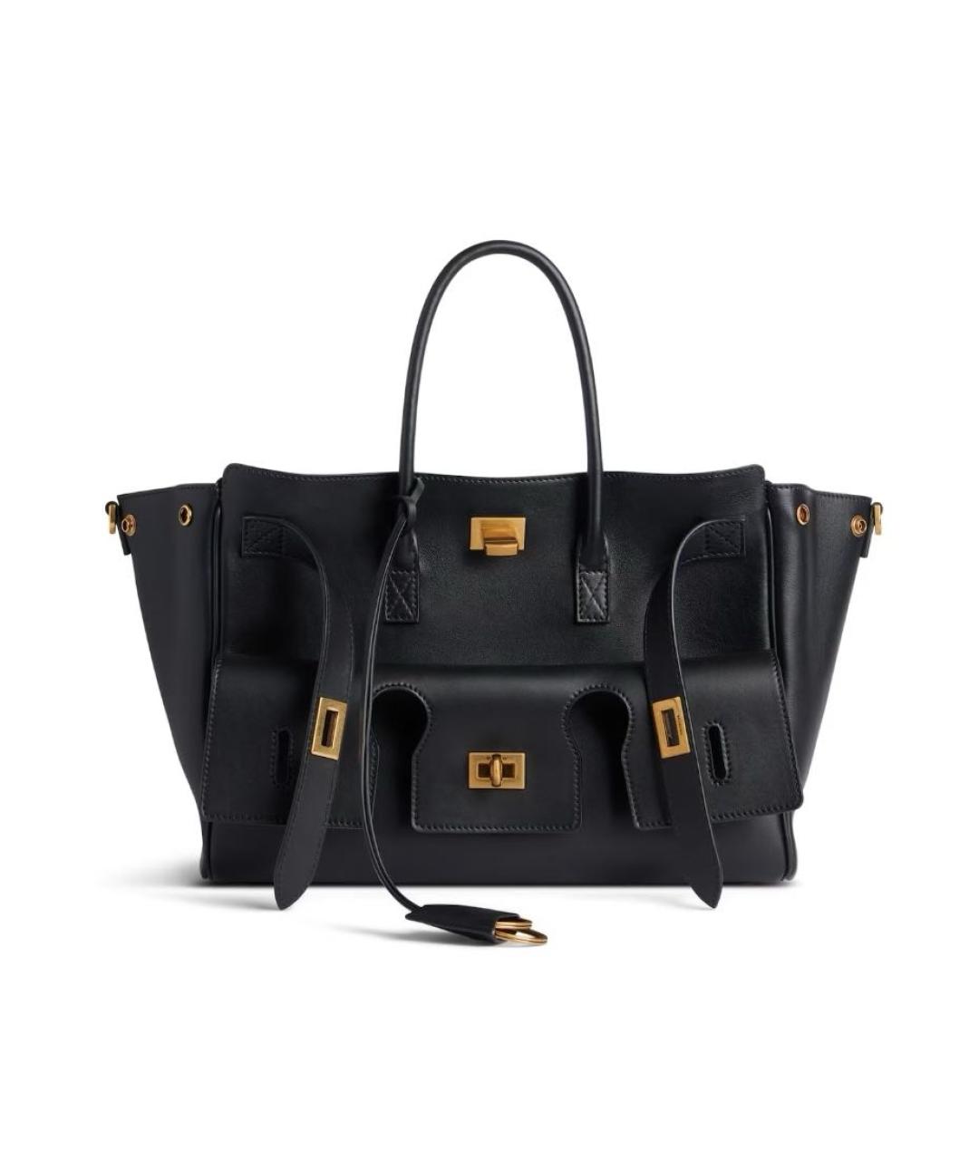 BALENCIAGA Черная кожаная сумка тоут, фото 1