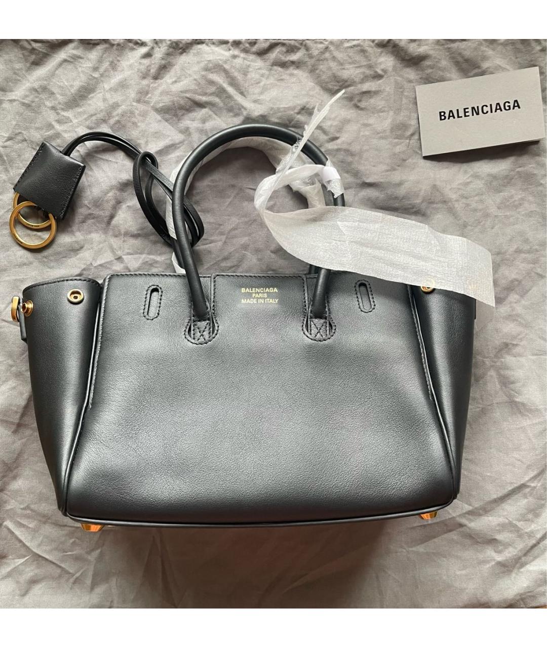 BALENCIAGA Черная кожаная сумка тоут, фото 3